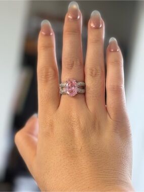 Pink Oval Centerstone Cocktail Ring - Women Jewelry